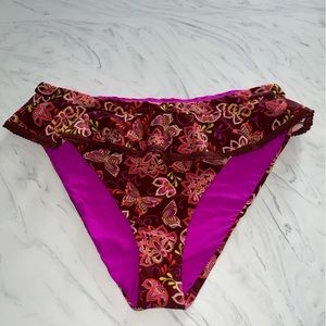 Anthropologie Floral paisley swim bottoms bathing suit briefs Ruffle xl new nwt